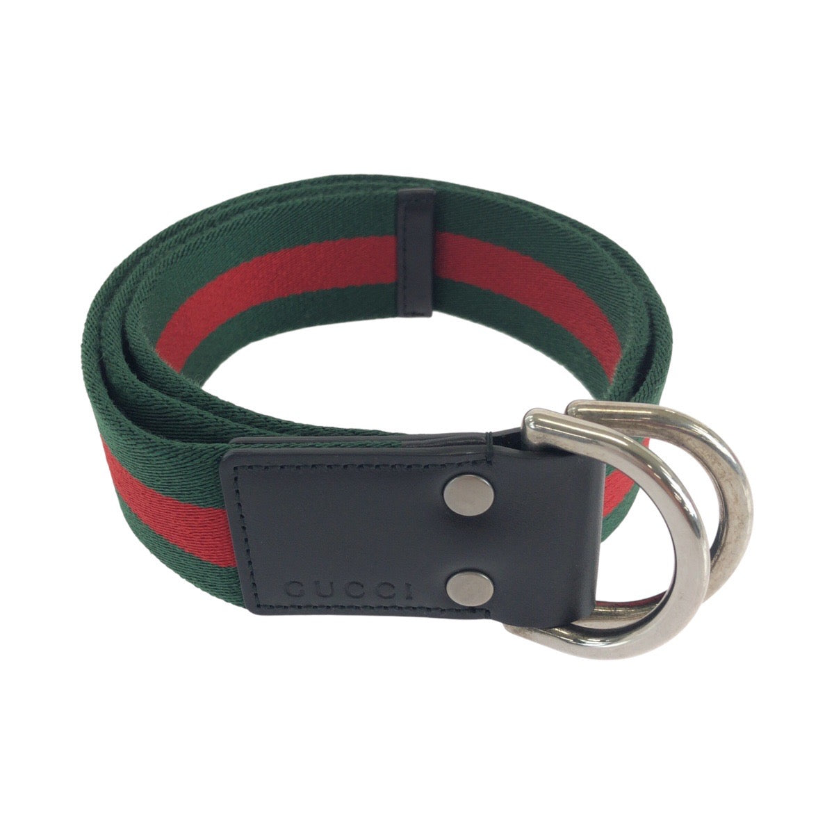 14630
GUCCI グッチ シェリーライン 85cm/34インチ グリーン レッド シルバー金具 キャンバス / レザー 451136 ベルト 男女兼用  メンズ