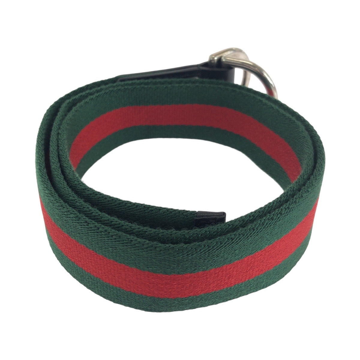 14630
GUCCI グッチ シェリーライン 85cm/34インチ グリーン レッド シルバー金具 キャンバス / レザー 451136 ベルト 男女兼用  メンズ
