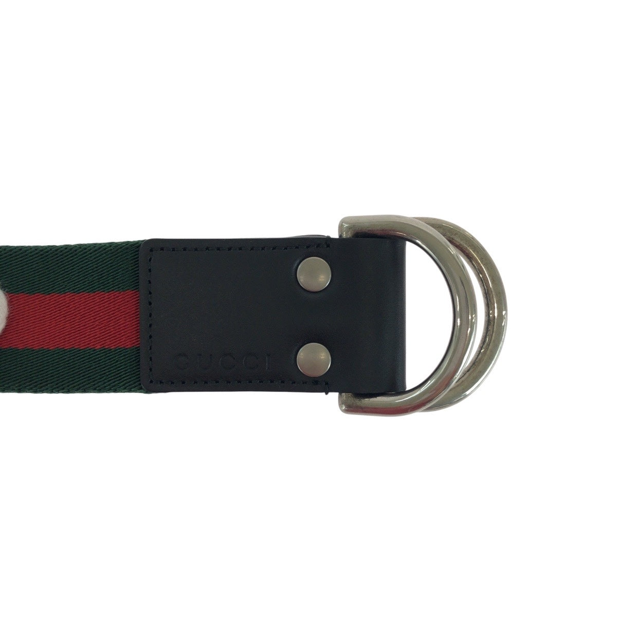 14630
GUCCI グッチ シェリーライン 85cm/34インチ グリーン レッド シルバー金具 キャンバス / レザー 451136 ベルト 男女兼用  メンズ