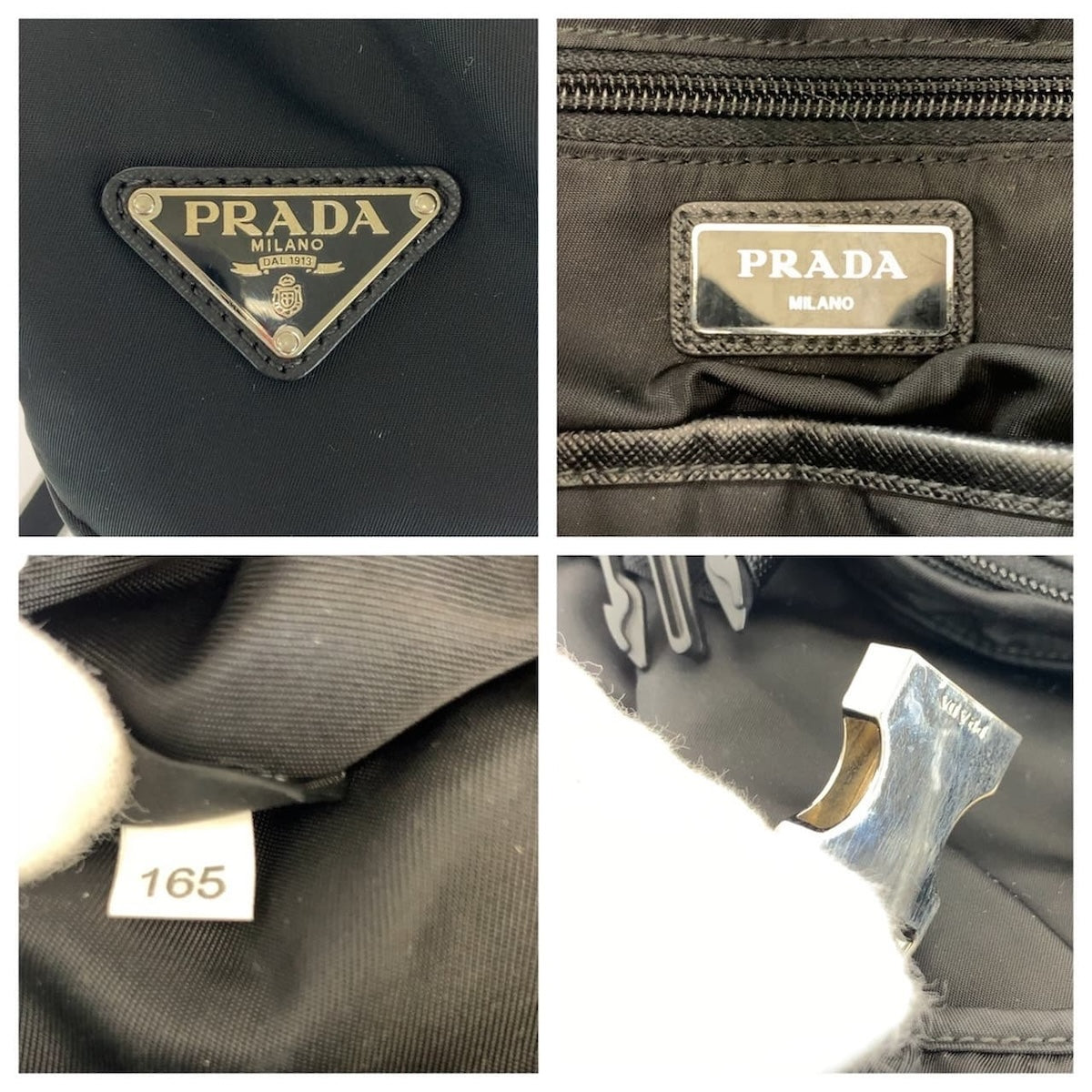 14634
PRADA プラダ テスート 三角ロゴプレート ブラック 黒 シルバー金具 ナイロン リュック・デイパック バックパック 男女兼用  レディース