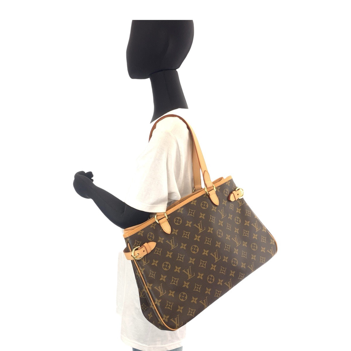 14635
LOUIS VUITTON ルイヴィトン モノグラム バティニョール オリゾンタル ブラウン ゴールド金具 PVC M51154 トートバッグ ショルダーバッグ  レディース