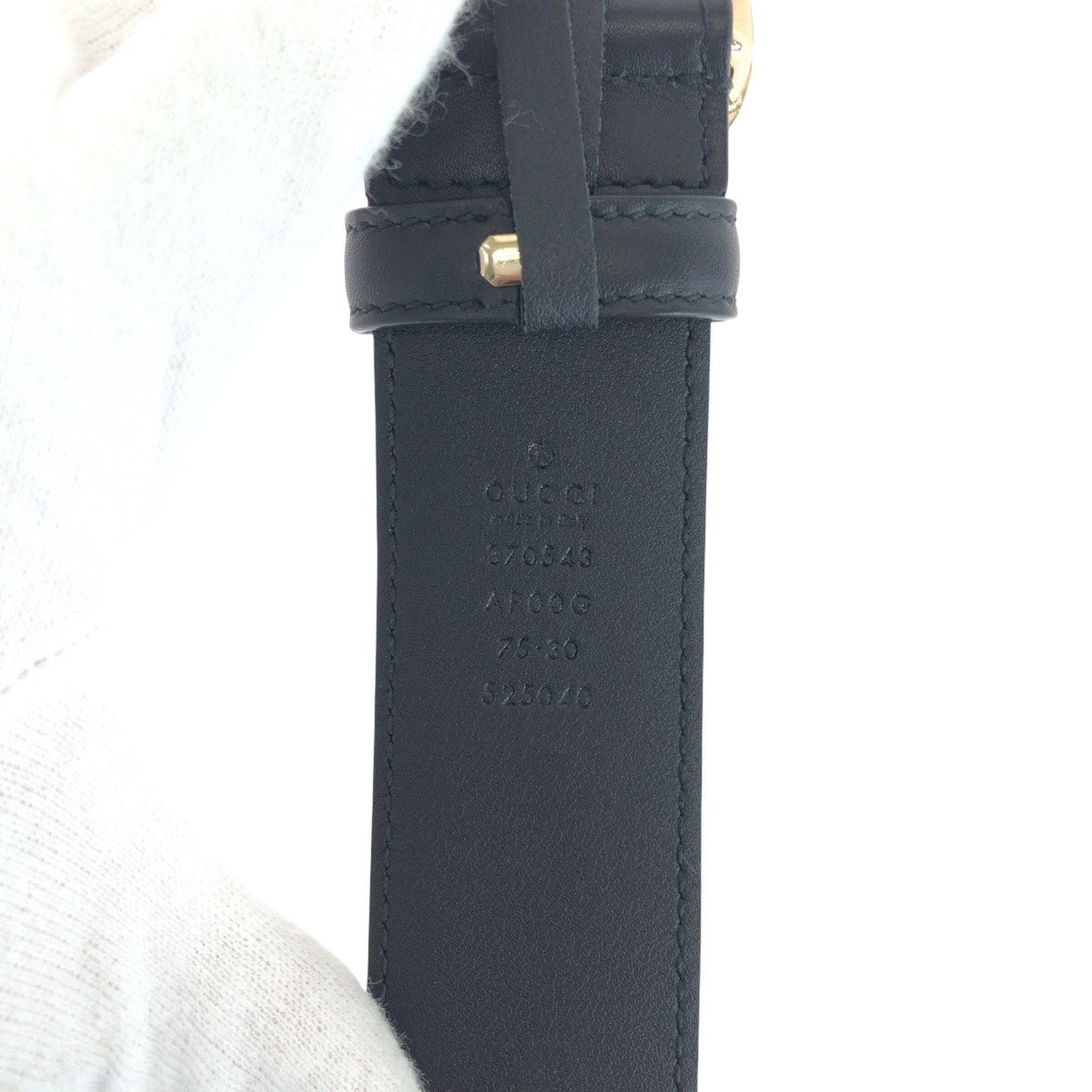 14637
GUCCI グッチ インターロッキング 75cm/30インチ ブラック 黒 ゴールド金具 レザー 370543 ベルト 男女兼用  メンズ