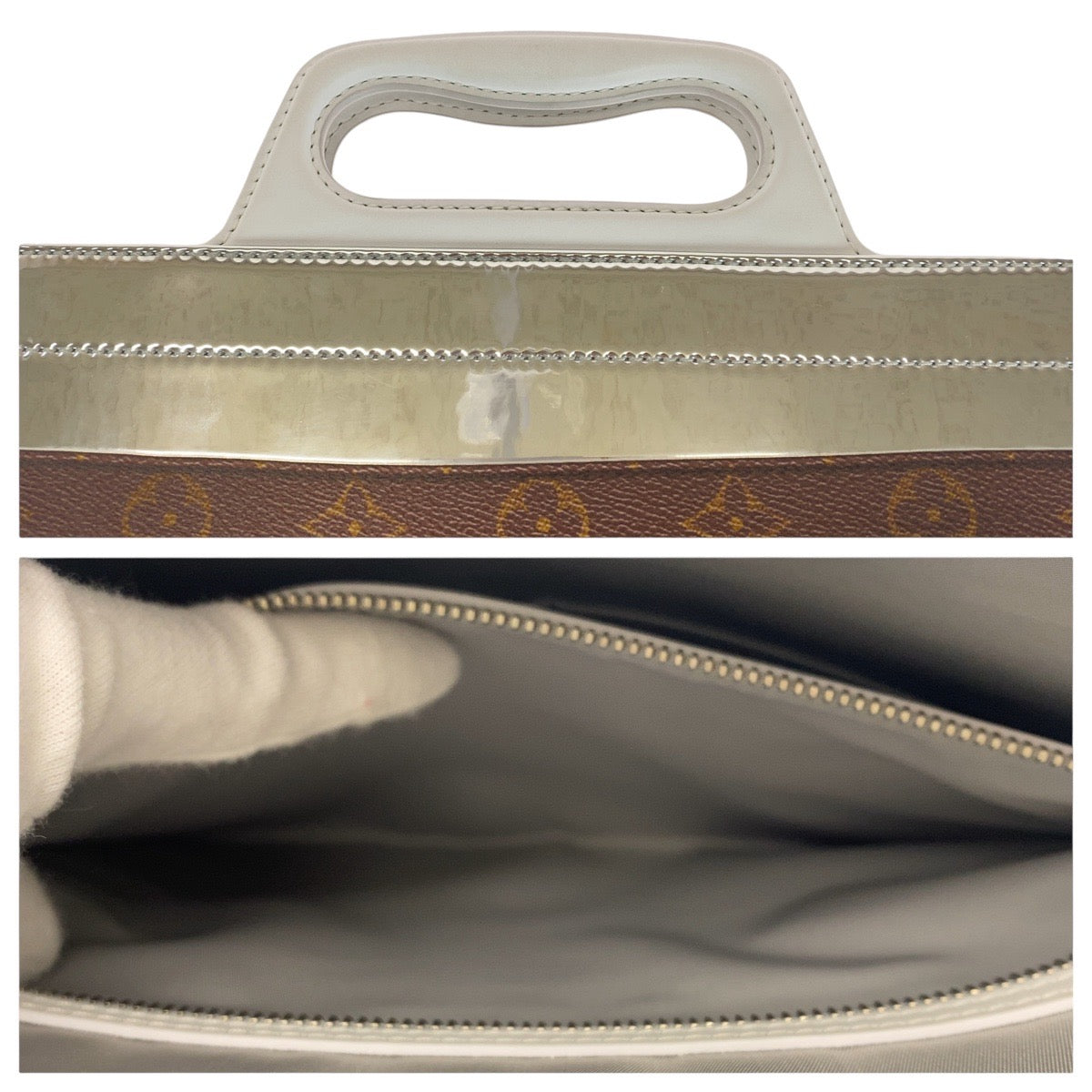 14639
LOUIS VUITTON ルイヴィトン モノグラム フリーザー サックプラ ブラウン シルバー ホワイト PVC / エナメル / レザー M23151 トートバッグ ショルダーバッグ 2way 男女兼用 A4収納 レディース SA250