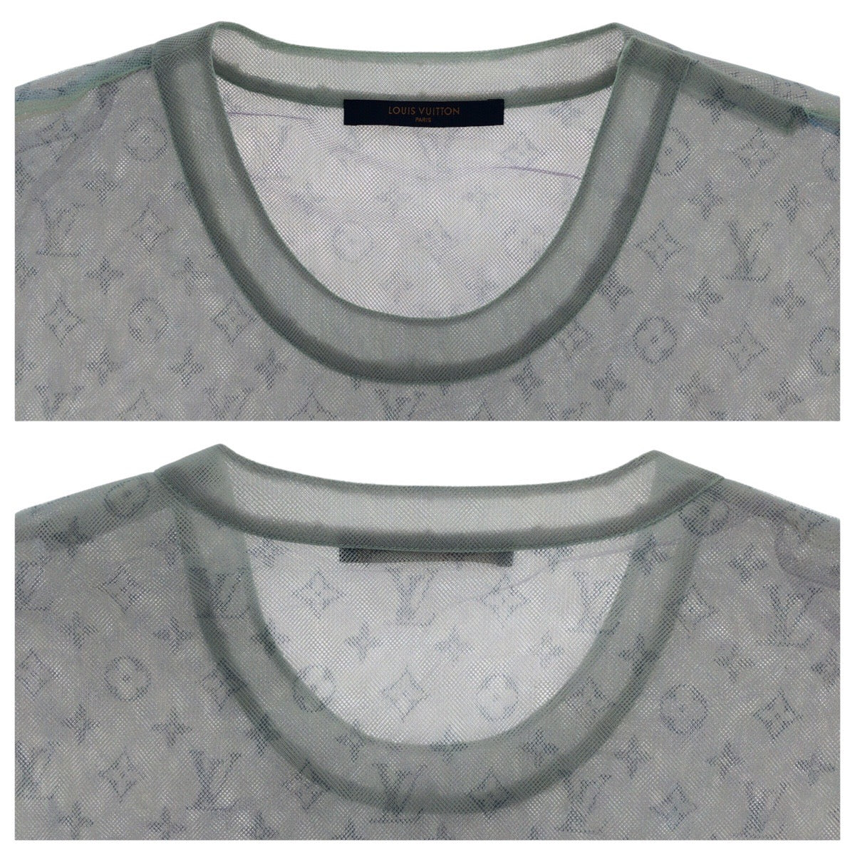 14642
LOUIS VUITTON ルイヴィトン モノグラム チュール カットソー サイズL ライトグリーン マルチカラー ナイロン RM201 TED HIS 77W 半袖Ｔシャツ クルーネック  メンズ