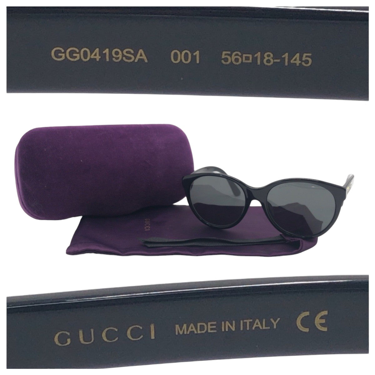 14643
GUCCI グッチ ラインストーン ブラック 黒 プラスチック GG0419 SA 001 5618 145 サングラス 男女兼用 ボストン  メンズ