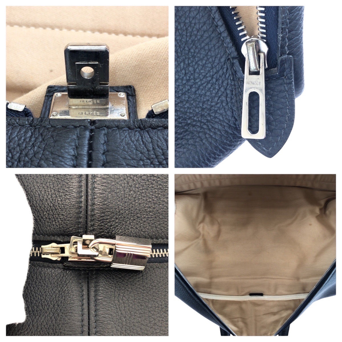14646
HERMES エルメス ヴィクトリア 50 ネイビー シルバー金具 トリヨンクレマンス ボストンバッグ 男女兼用 E刻印  レディース