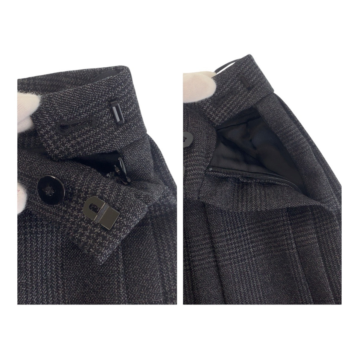 14648
CELINE セリーヌ 表記サイズ36/64cm グレー ウール ミニスカート プリーツスカート  レディース