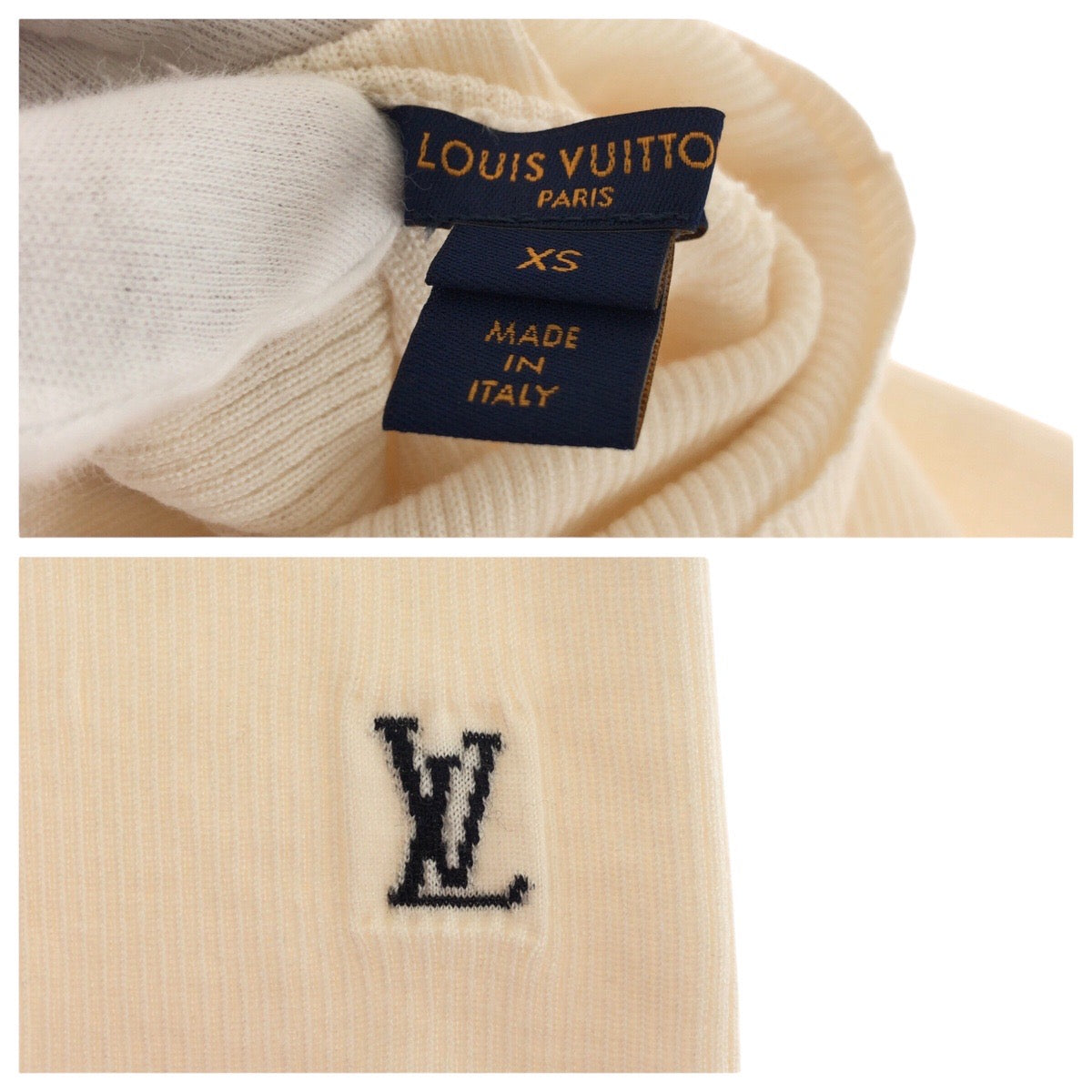 14651
LOUIS VUITTON ルイヴィトン サイズXS オフホワイト クリーム ウール / シルク RW191W IQS FGKL22 セーター タートルネック  レディース