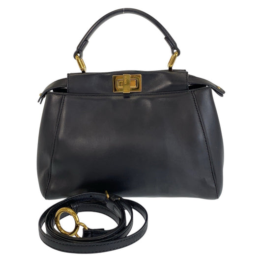 14652
FENDI フェンディ ピーカブー ミニ ブラック 黒 ゴールド金具 レザー ハンドバッグ ショルダーバッグ 2way  レディース