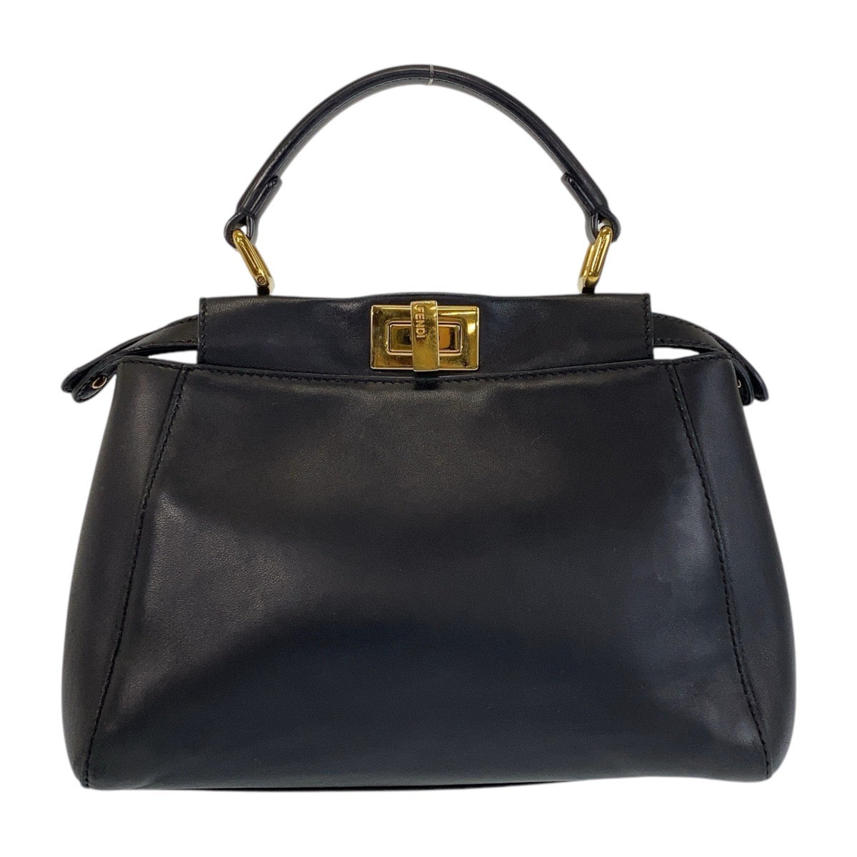 14652
FENDI フェンディ ピーカブー ミニ ブラック 黒 ゴールド金具 レザー ハンドバッグ ショルダーバッグ 2way  レディース