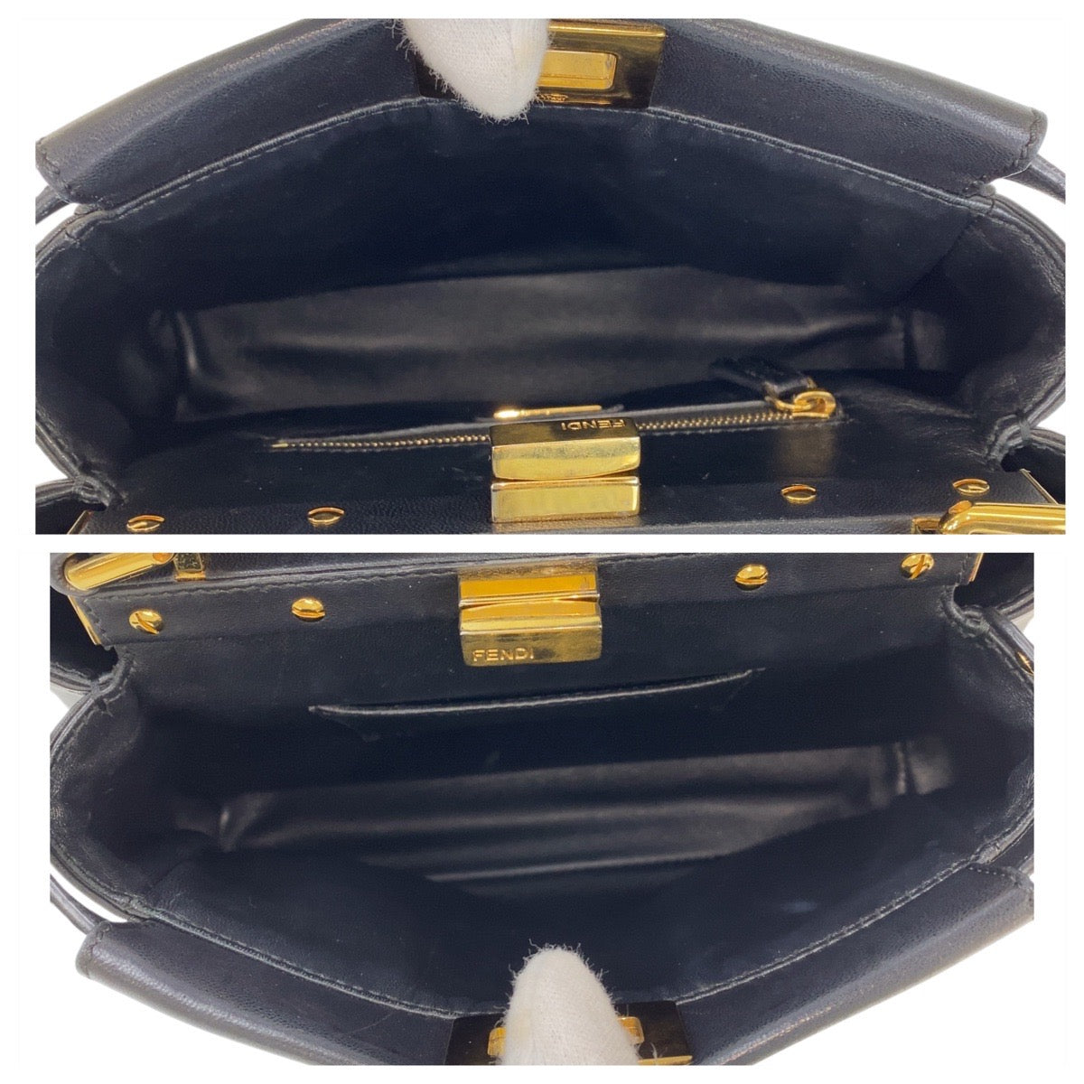 14652
FENDI フェンディ ピーカブー ミニ ブラック 黒 ゴールド金具 レザー ハンドバッグ ショルダーバッグ 2way  レディース