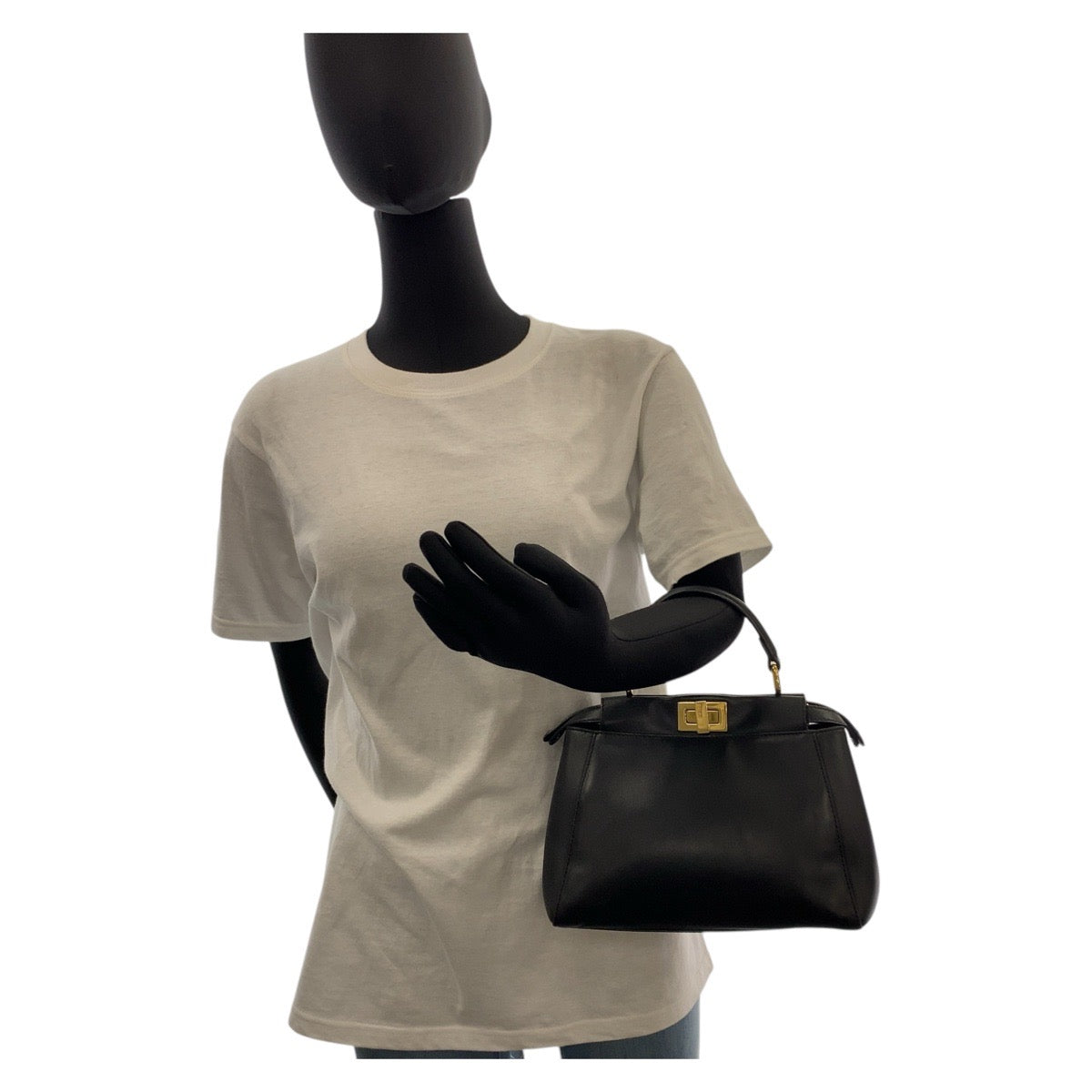 14652
FENDI フェンディ ピーカブー ミニ ブラック 黒 ゴールド金具 レザー ハンドバッグ ショルダーバッグ 2way  レディース