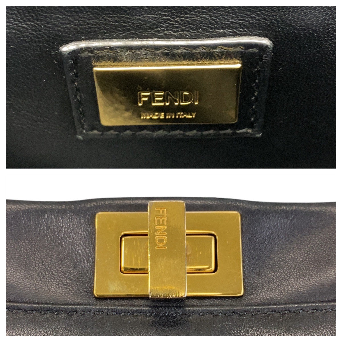 14652
FENDI フェンディ ピーカブー ミニ ブラック 黒 ゴールド金具 レザー ハンドバッグ ショルダーバッグ 2way  レディース