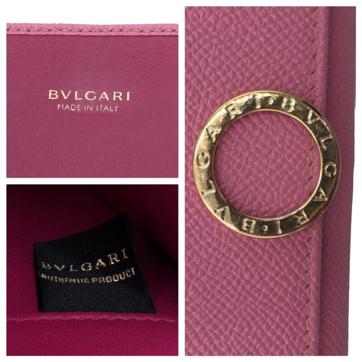 14654
BVLGARI ブルガリ ビーゼロ ピンク ゴールド金具 レザー 長財布 ロングウォレット  レディース