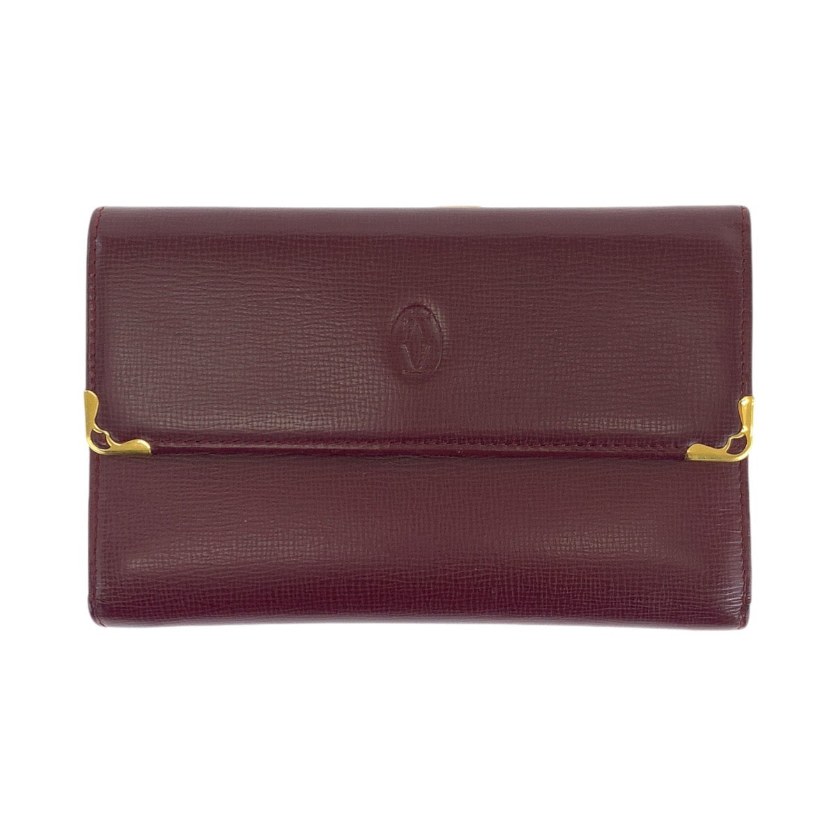 14655
CARTIER カルティエ マストライン ワインレッド ボルドー ゴールド金具 レザー 折財布 コンパクトウォレット  レディース