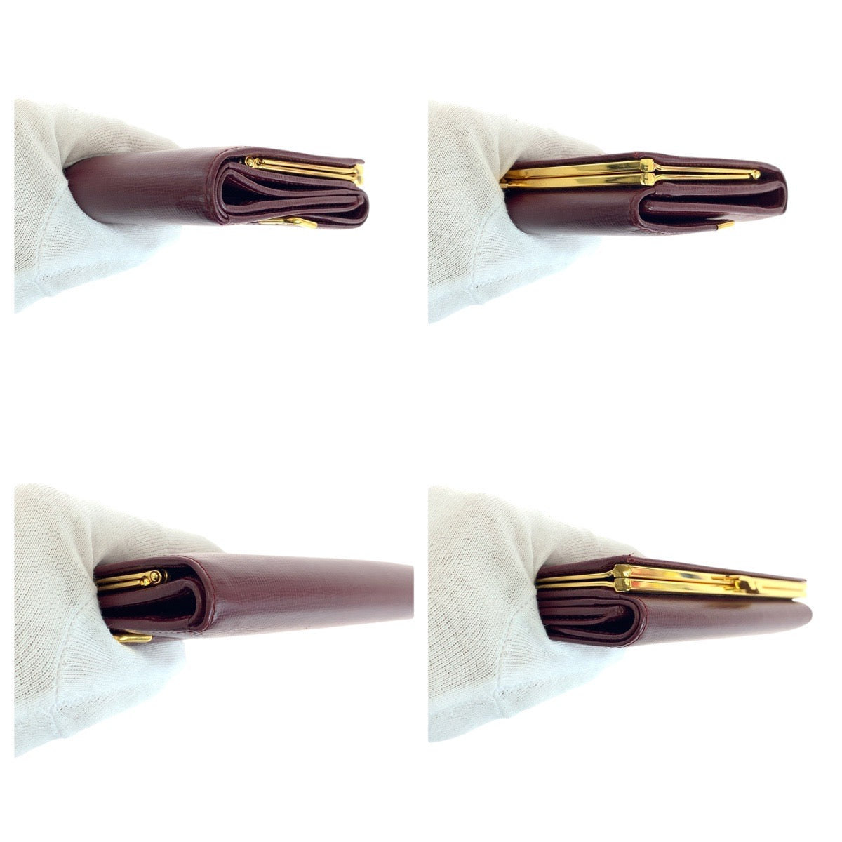 14655
CARTIER カルティエ マストライン ワインレッド ボルドー ゴールド金具 レザー 折財布 コンパクトウォレット  レディース