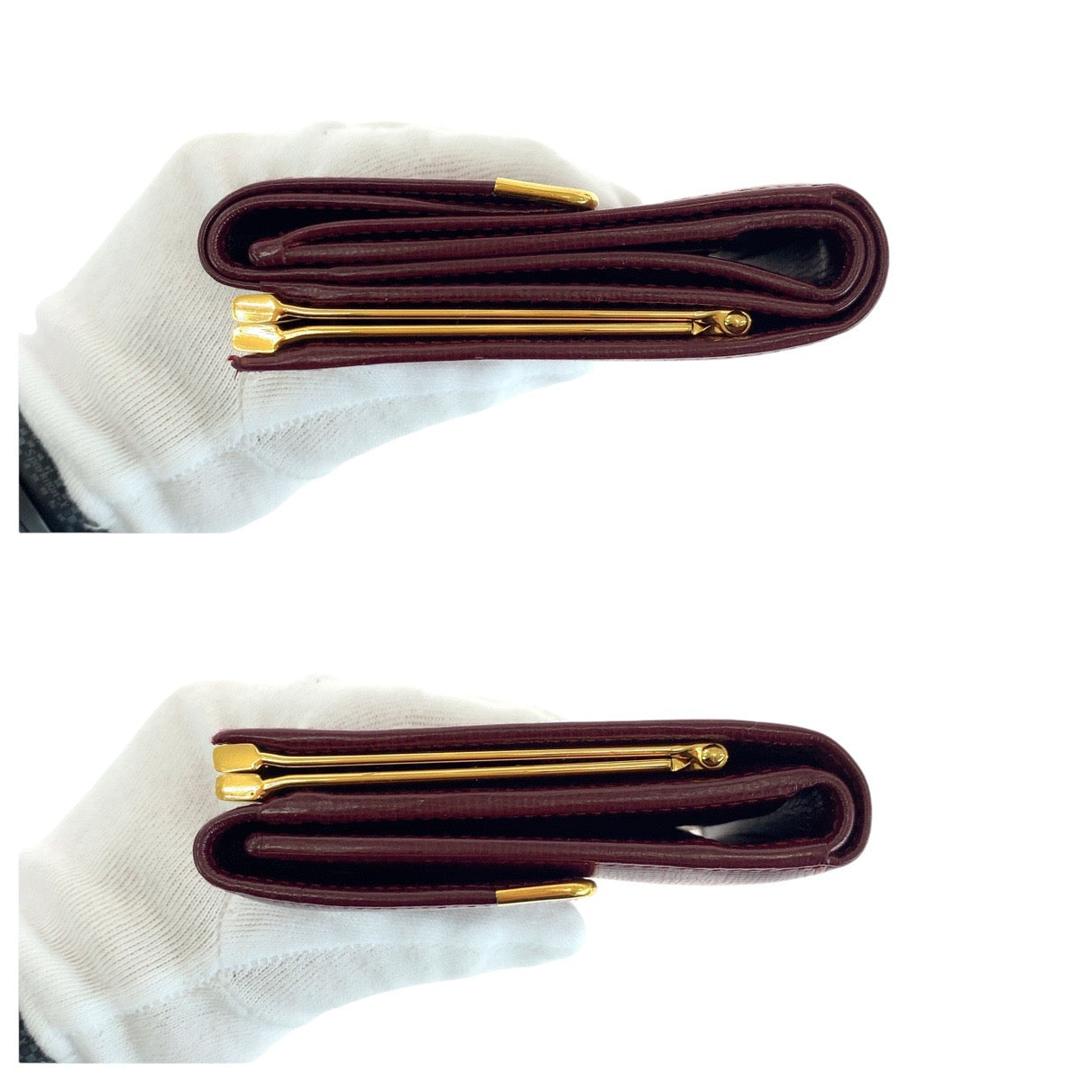 14655
CARTIER カルティエ マストライン ワインレッド ボルドー ゴールド金具 レザー 折財布 コンパクトウォレット  レディース