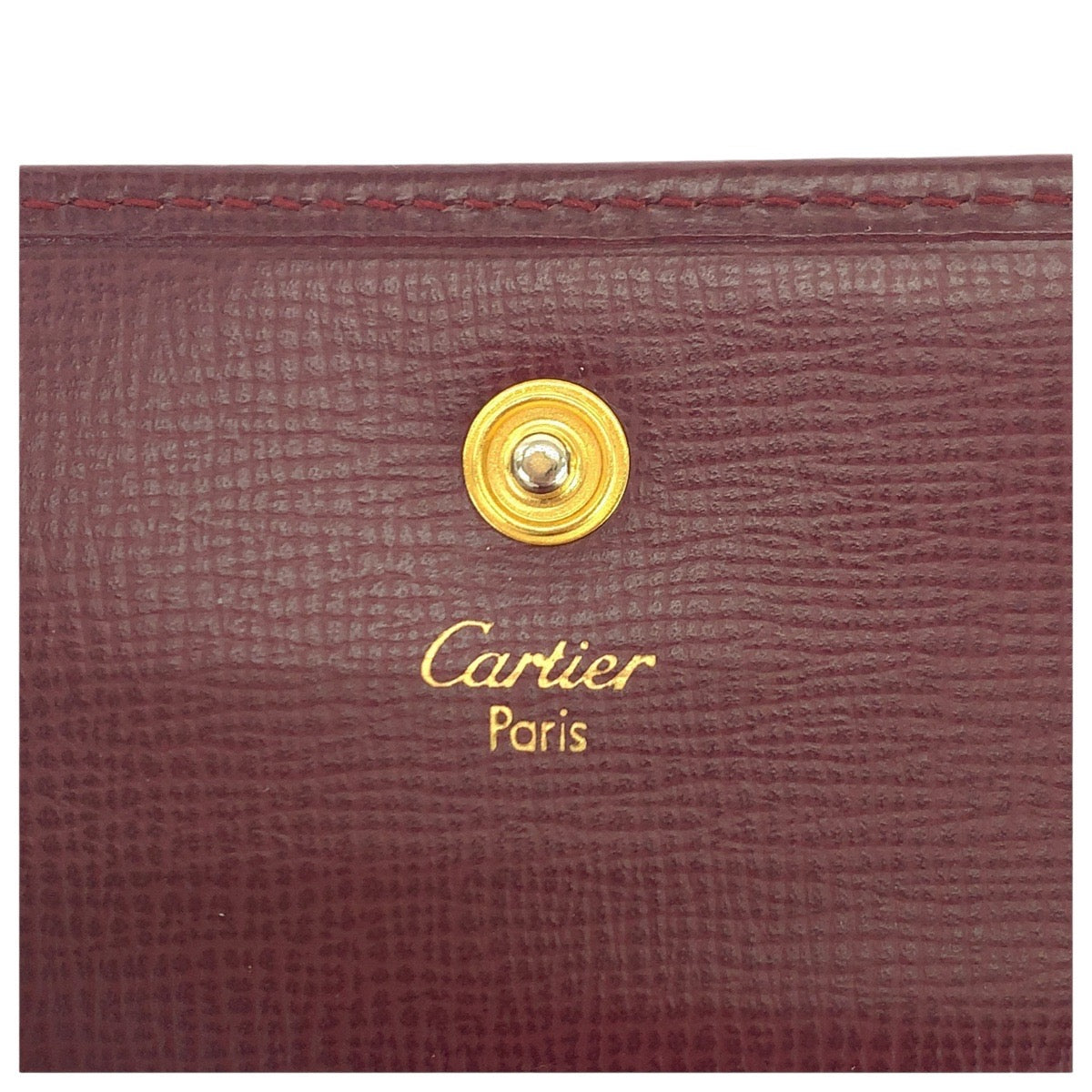 14655
CARTIER カルティエ マストライン ワインレッド ボルドー ゴールド金具 レザー 折財布 コンパクトウォレット  レディース