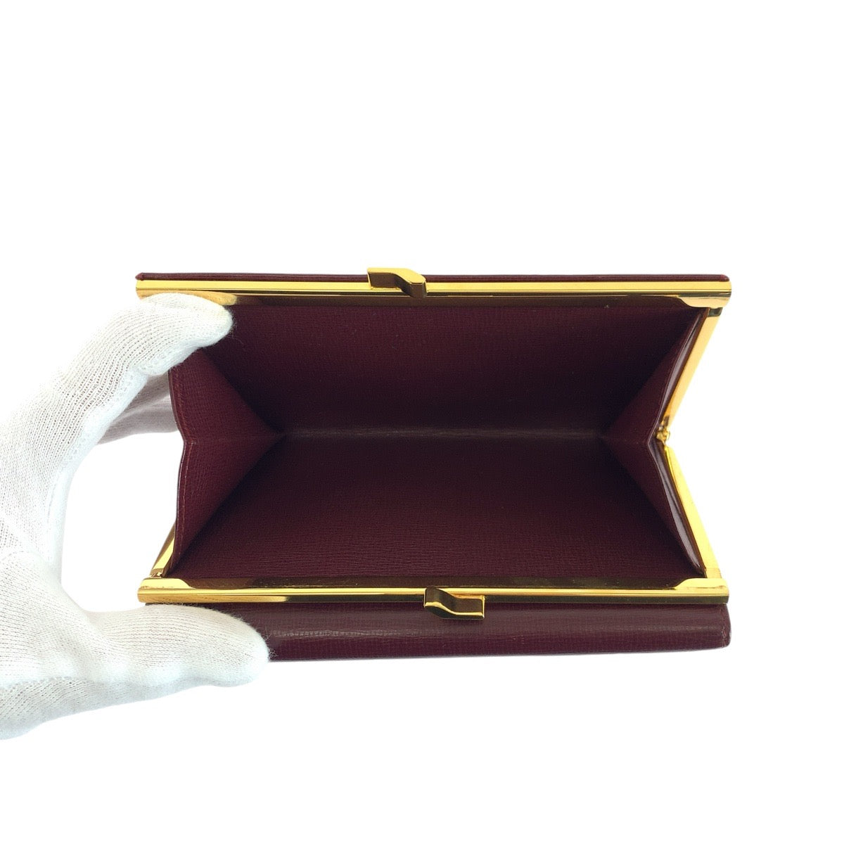 14655
CARTIER カルティエ マストライン ワインレッド ボルドー ゴールド金具 レザー 折財布 コンパクトウォレット  レディース