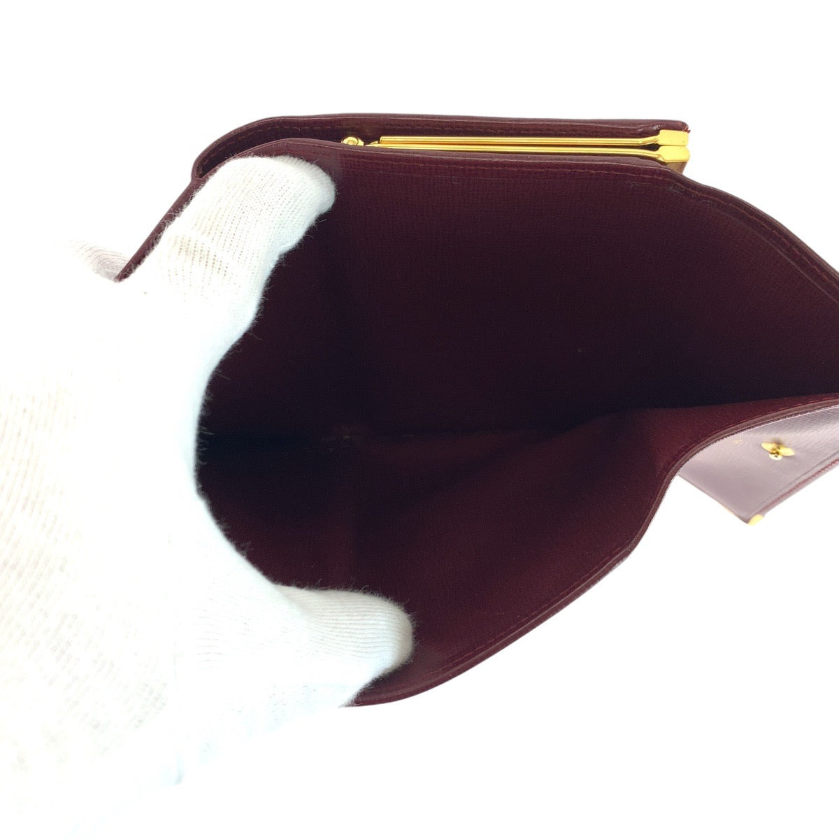 14655
CARTIER カルティエ マストライン ワインレッド ボルドー ゴールド金具 レザー 折財布 コンパクトウォレット  レディース