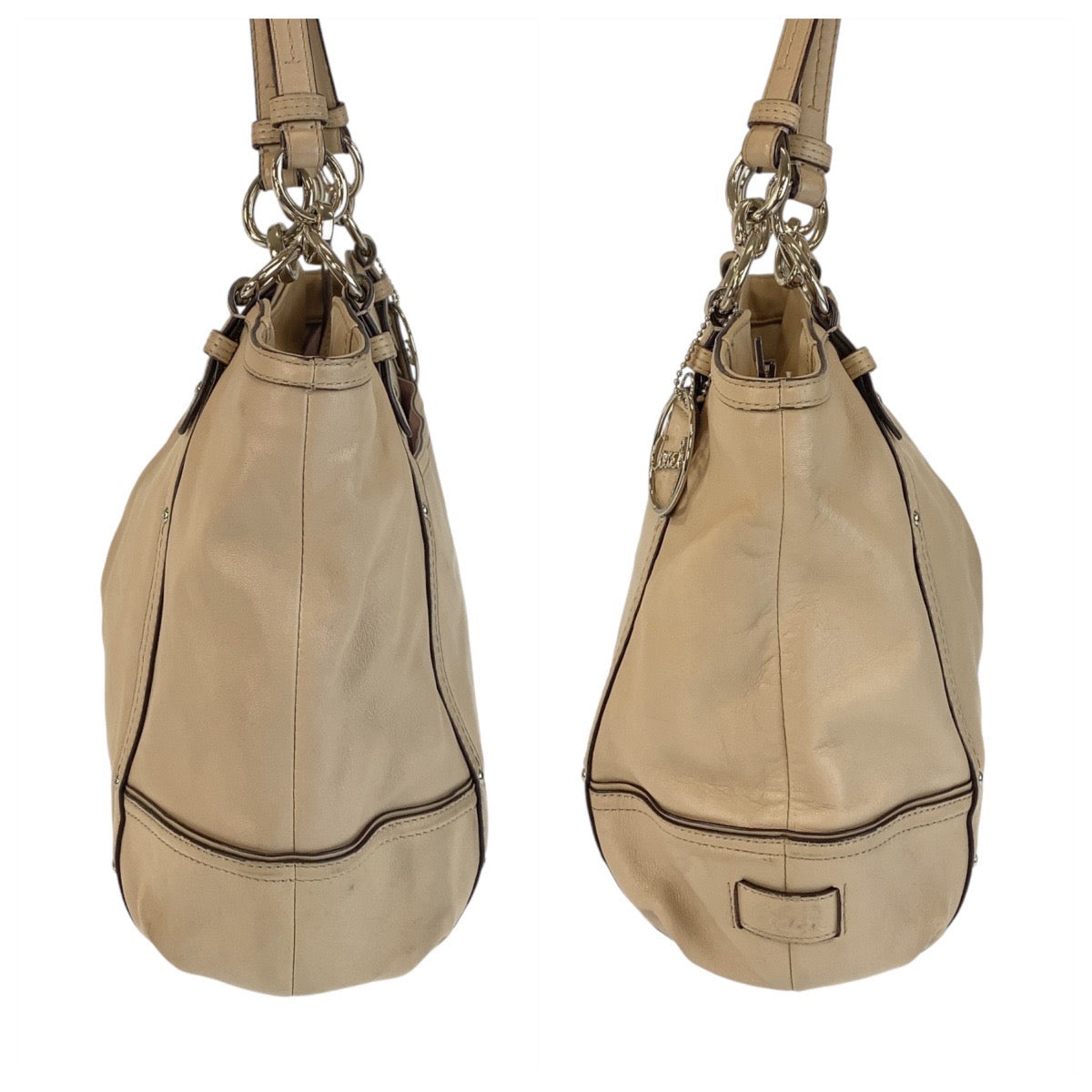 14658
COACH コーチ ベージュ シルバー金具 レザー トートバッグ ショルダーバッグ  レディース