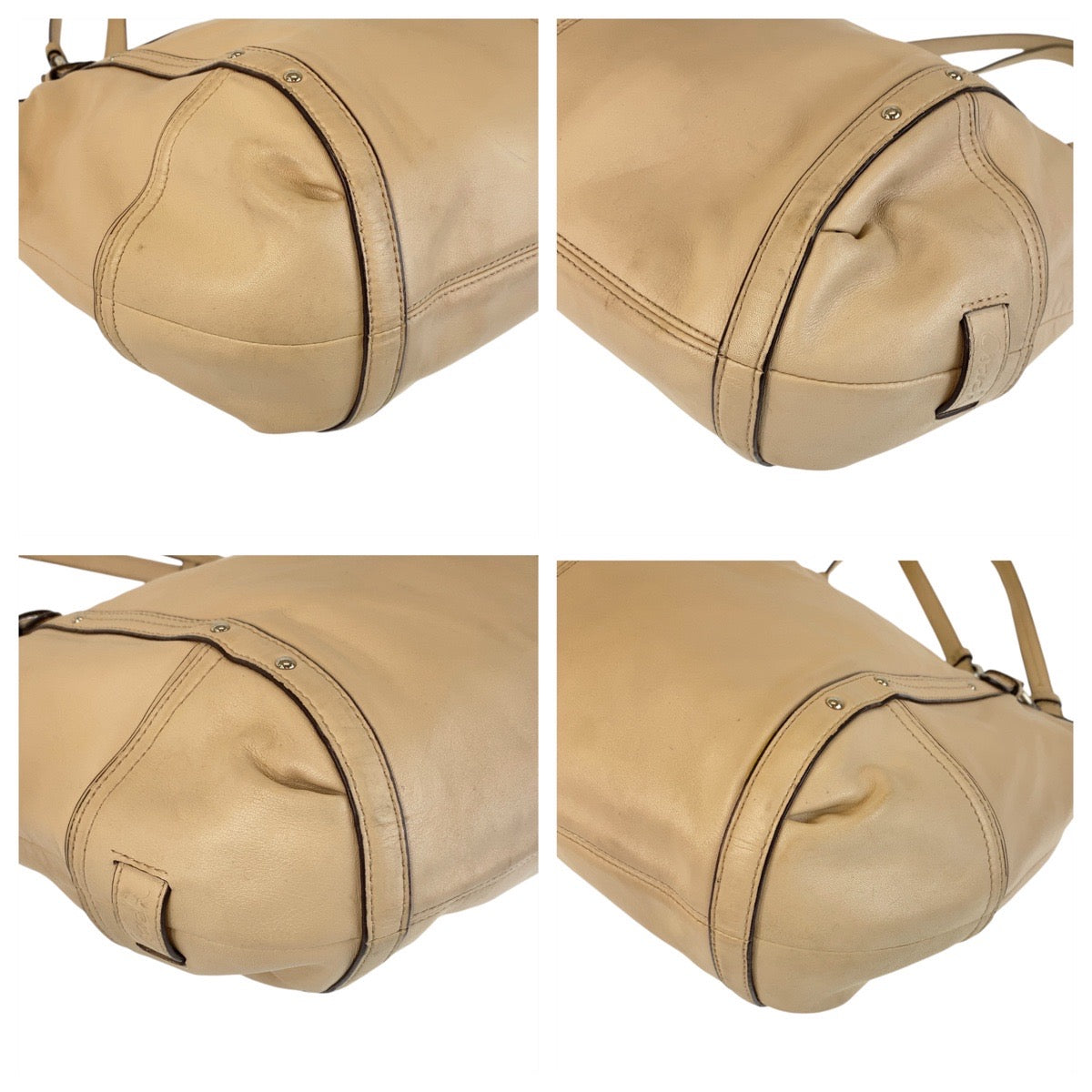 14658
COACH コーチ ベージュ シルバー金具 レザー トートバッグ ショルダーバッグ  レディース