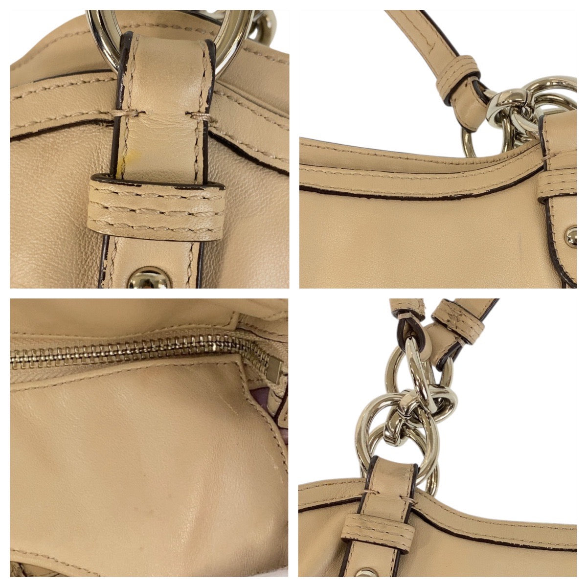 14658
COACH コーチ ベージュ シルバー金具 レザー トートバッグ ショルダーバッグ  レディース