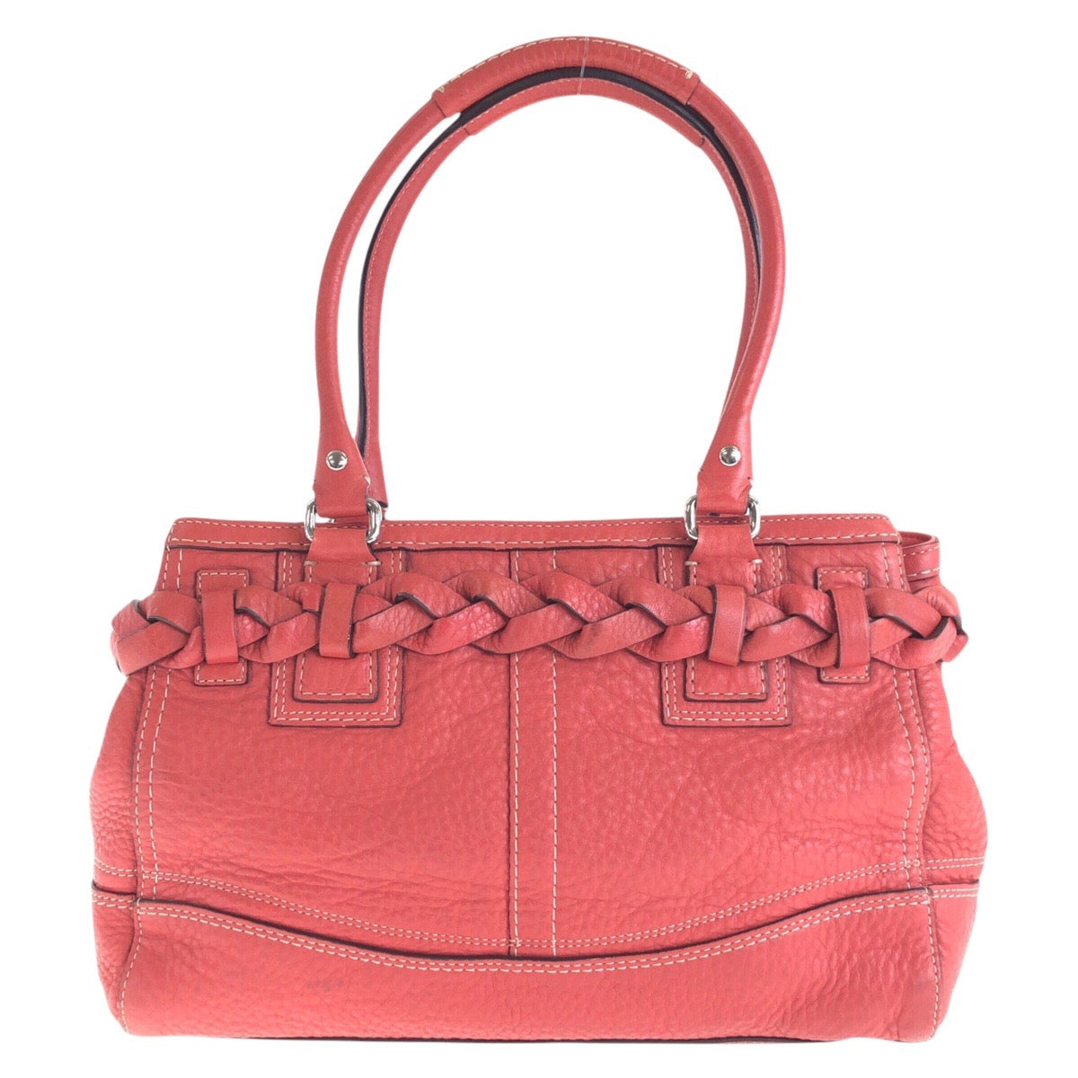 14659
COACH コーチ ピンク シルバー金具 レザー トートバッグ ショルダーバッグ  レディース AB5