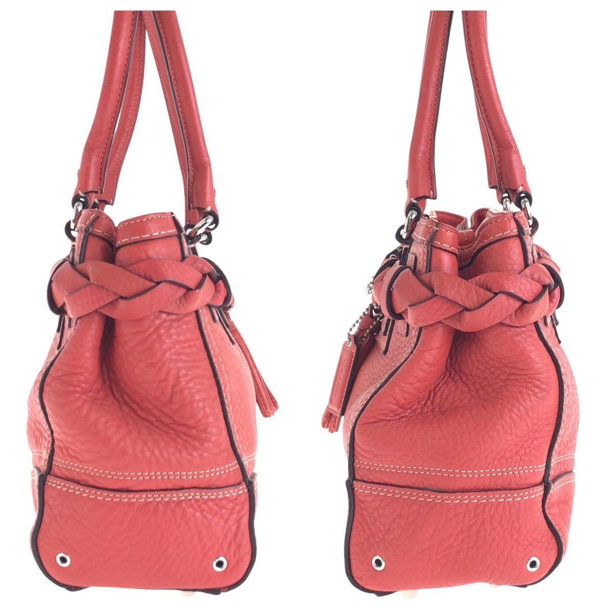 14659
COACH コーチ ピンク シルバー金具 レザー トートバッグ ショルダーバッグ  レディース AB5