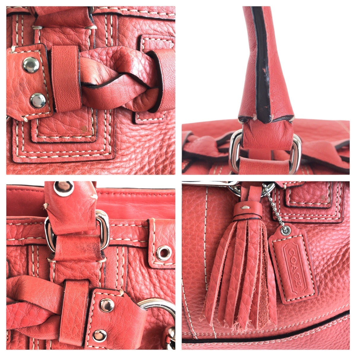 14659
COACH コーチ ピンク シルバー金具 レザー トートバッグ ショルダーバッグ  レディース AB5