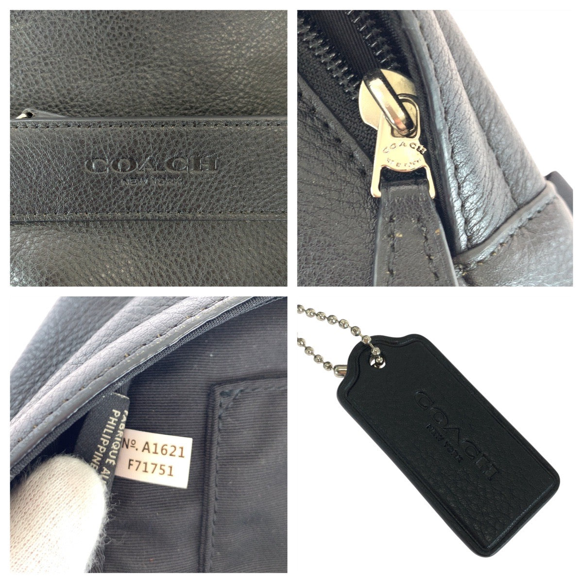 14660
COACH コーチ ブラック 黒 レザー F71751 ボディバッグ ショルダーバッグ  メンズ