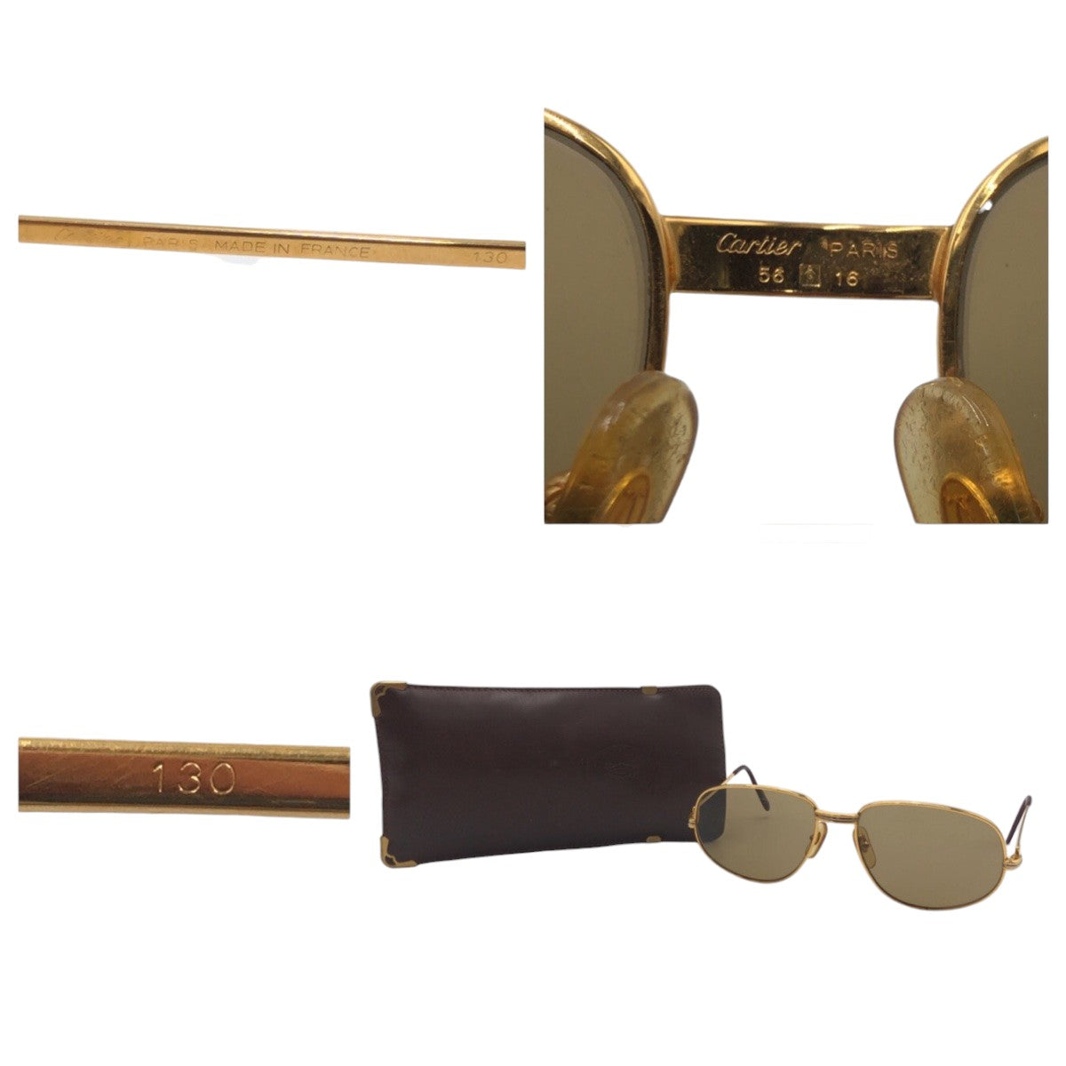 14665
CARTIER カルティエ トリニティ ゴールド ブラウン メタル 5616 130 サングラス 男女兼用 ティアドロップ  メンズ