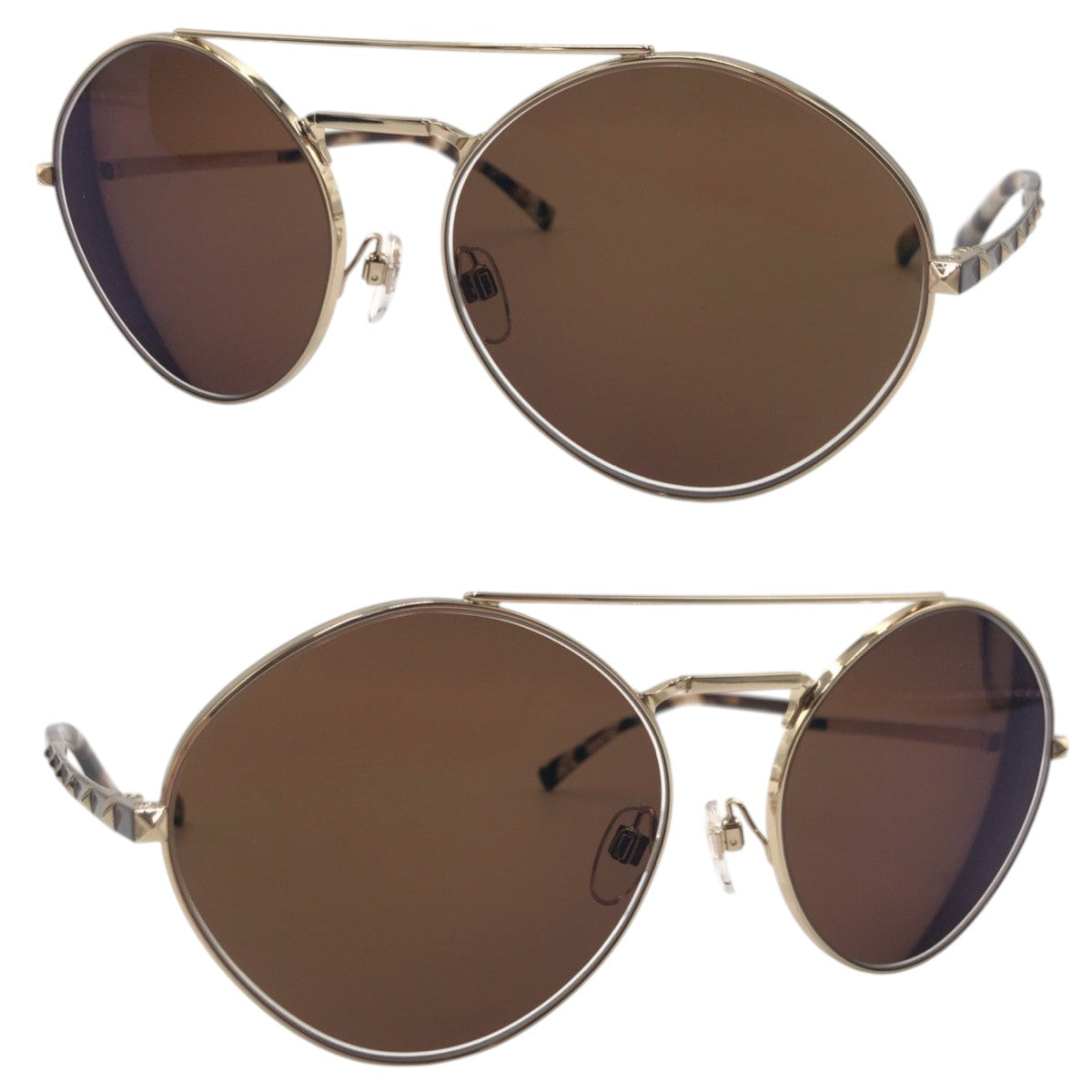 14671
VALENTINO ヴァレンティノ スタッズ ブラウン ゴールド メタル VA2036 3003/5A 6117 140 2N サングラス メガネフレーム 男女兼用 ラウンド  メンズ