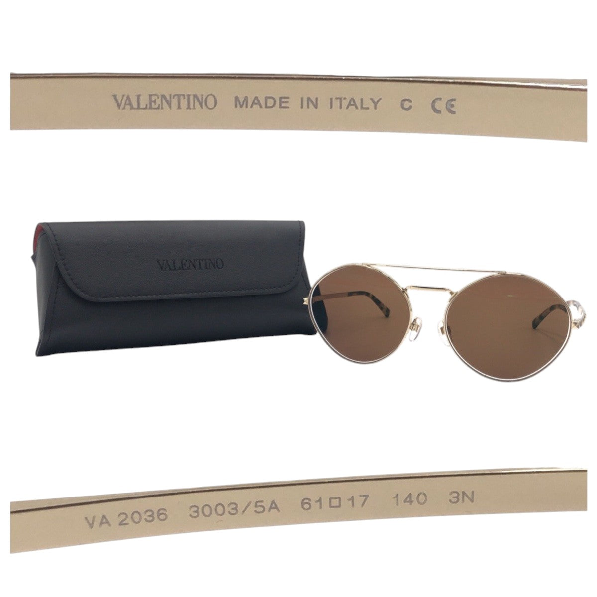 14671
VALENTINO ヴァレンティノ スタッズ ブラウン ゴールド メタル VA2036 3003/5A 6117 140 2N サングラス メガネフレーム 男女兼用 ラウンド  メンズ