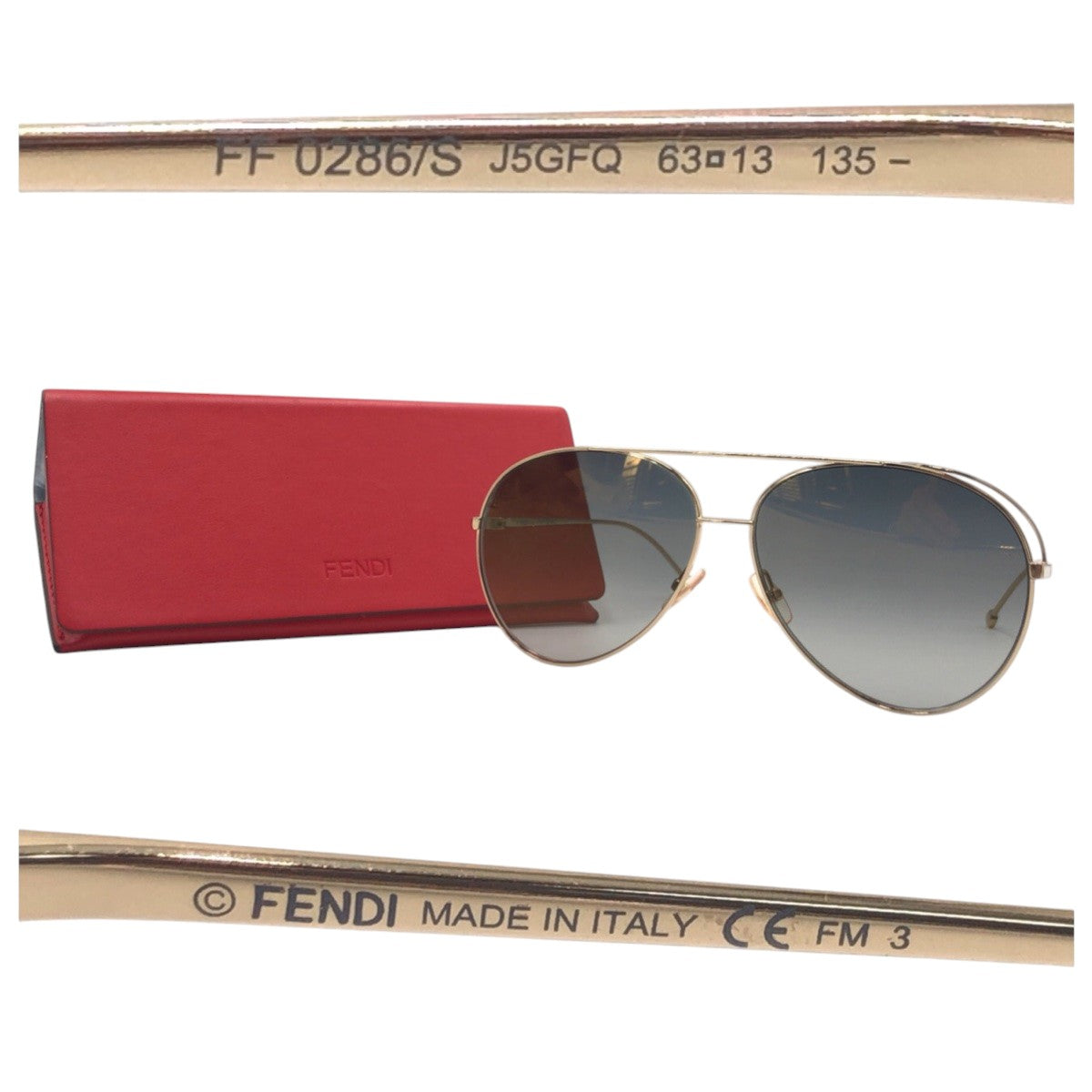 14672
FENDI フェンディ ゴールド ブラック 黒 メタル FF0286/S J5GFQ 6313 135 サングラス 男女兼用 ティアドロップ  メンズ