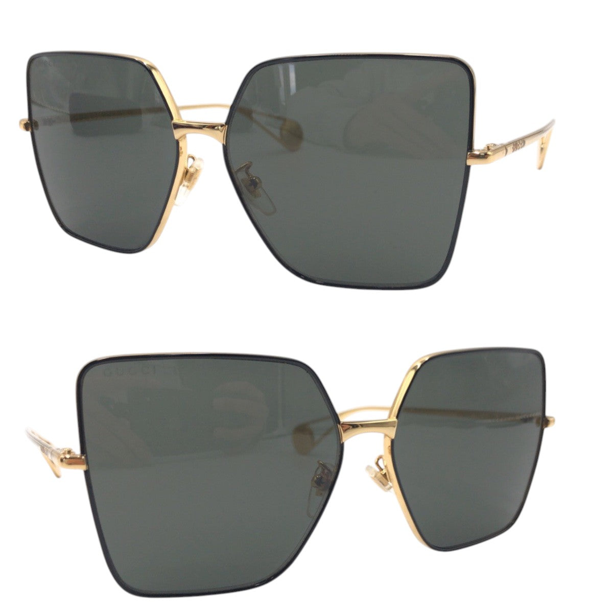 14673
GUCCI グッチ GGロゴ 男女兼用 ブラック 黒 ゴールド メタル GG0436S 002 6114 140 cat.3 サングラス バタフライ  レディース