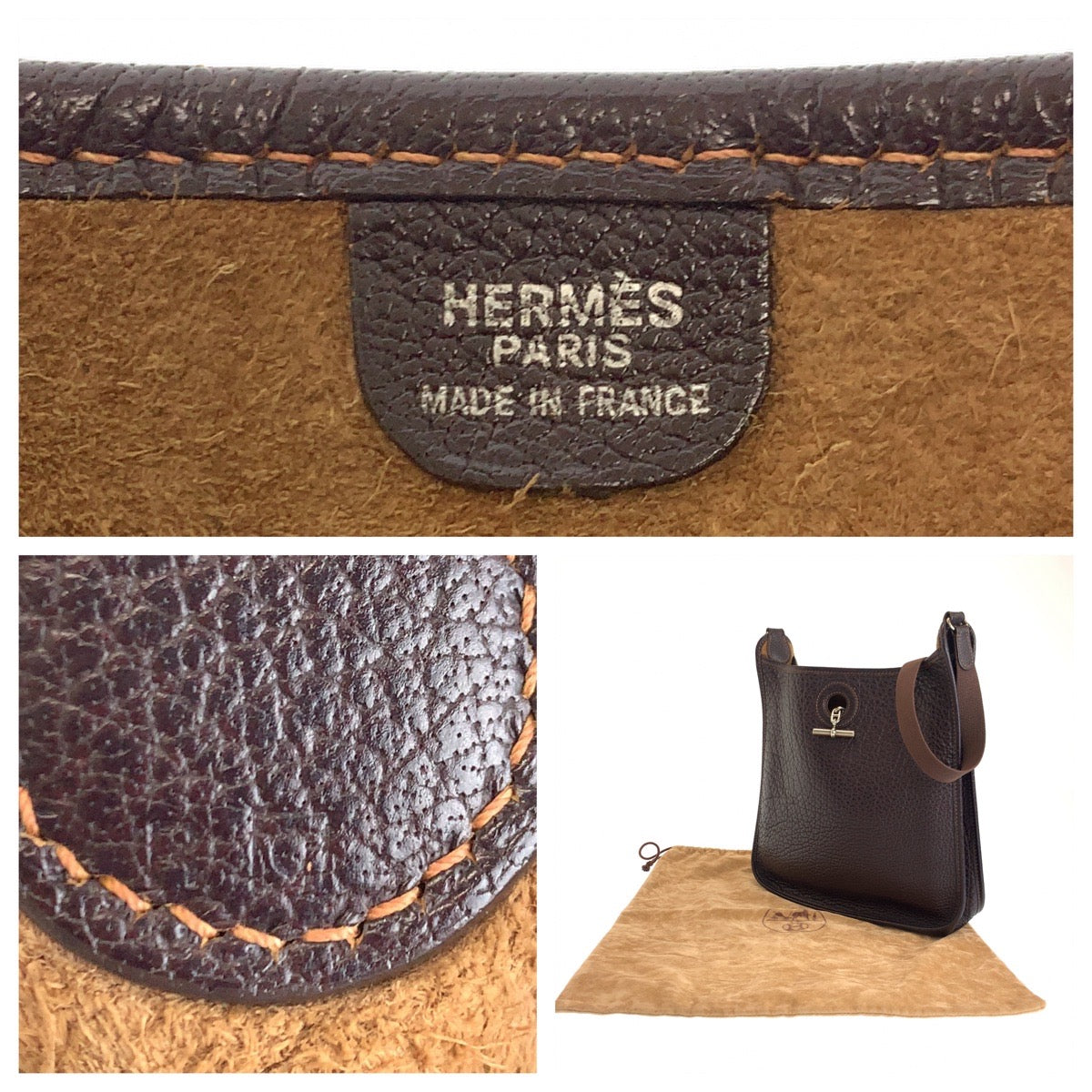 14678
HERMES エルメス ヴェスパPM ブラウン シルバー金具 ヴォーエプソン ショルダーバッグ O刻印  レディース