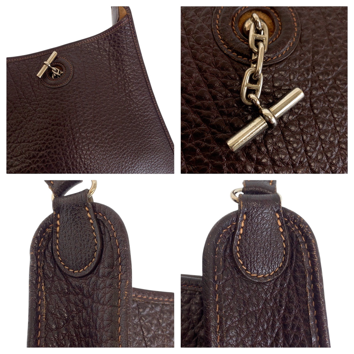 14678
HERMES エルメス ヴェスパPM ブラウン シルバー金具 ヴォーエプソン ショルダーバッグ O刻印  レディース