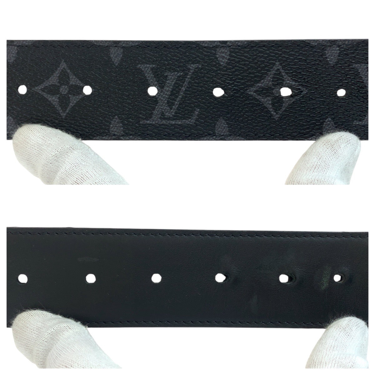 14687
LOUIS VUITTON ルイヴィトン モノグラム エクリプス サンチュール 85cm/34インチ ブラック 黒 シルバー金具 PVC / レザー M9043 ベルト リバーシブル  メンズ