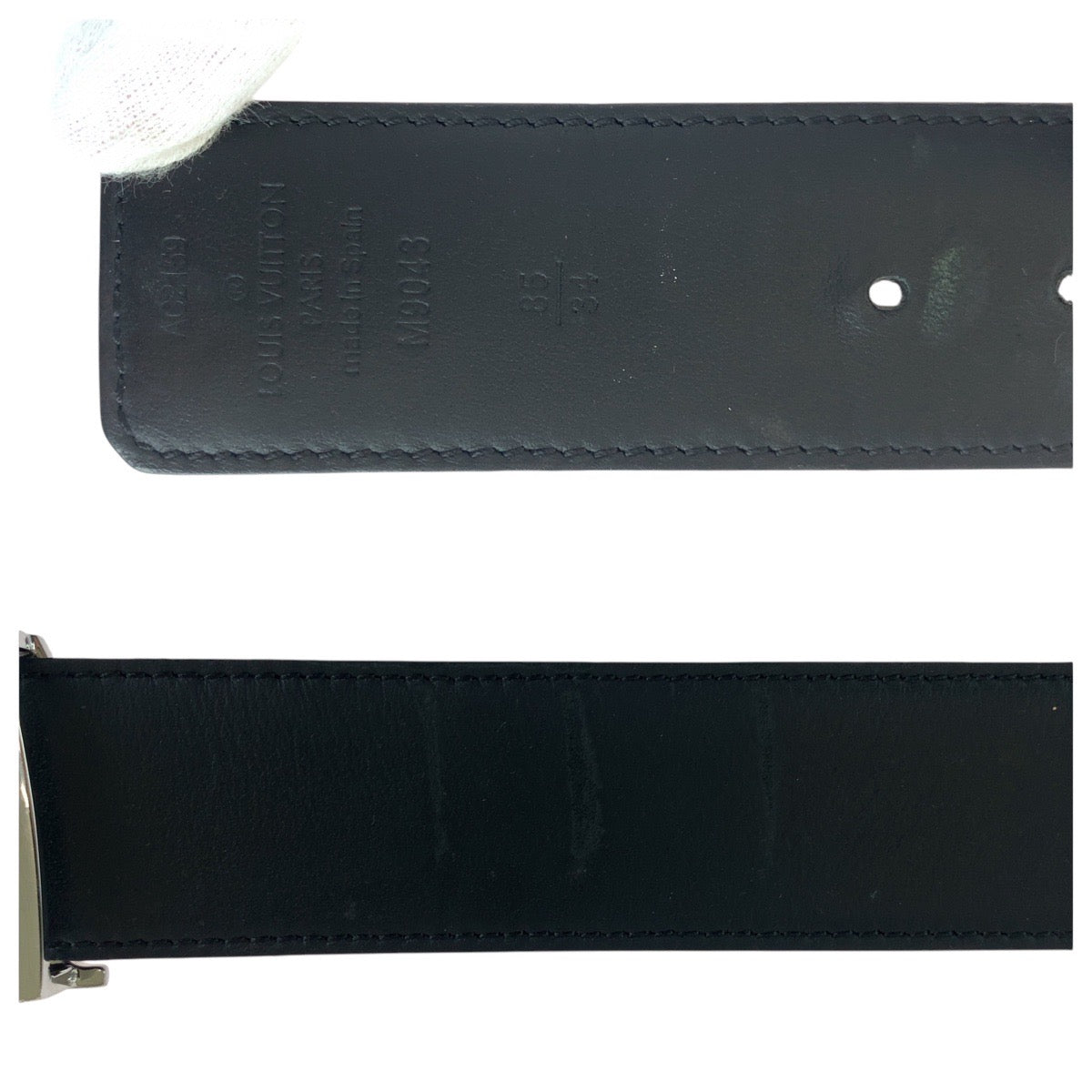 14687
LOUIS VUITTON ルイヴィトン モノグラム エクリプス サンチュール 85cm/34インチ ブラック 黒 シルバー金具 PVC / レザー M9043 ベルト リバーシブル  メンズ