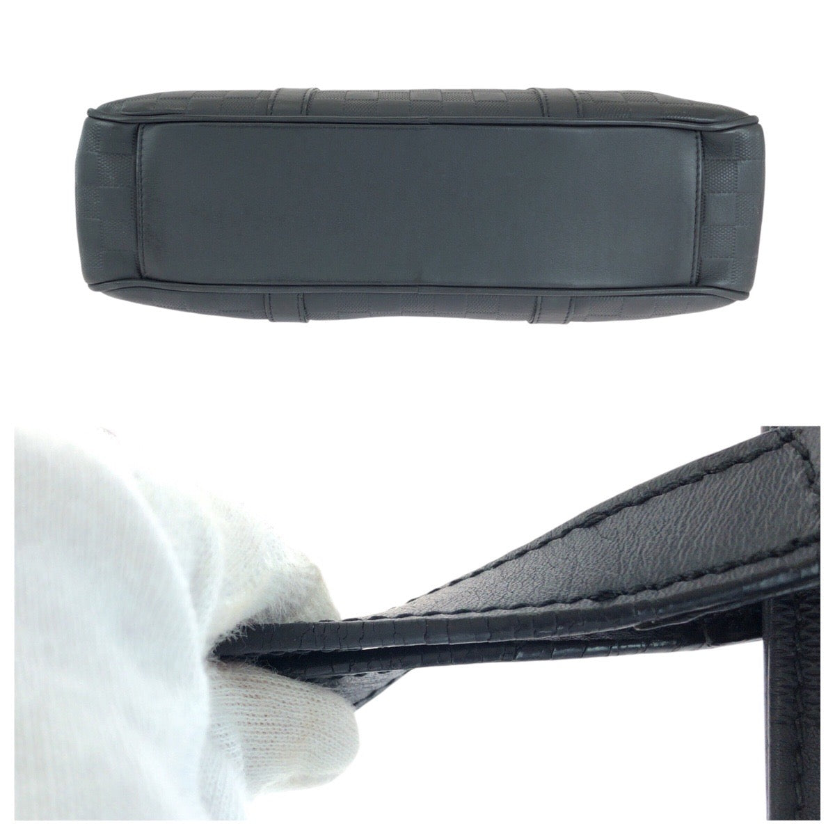 14689
LOUIS VUITTON ルイヴィトン ダミエ アンフィニ タダオ PM ブラック 黒 ガンメタ金具 レザー N41467 ビジネスバッグ トートバッグ  メンズ