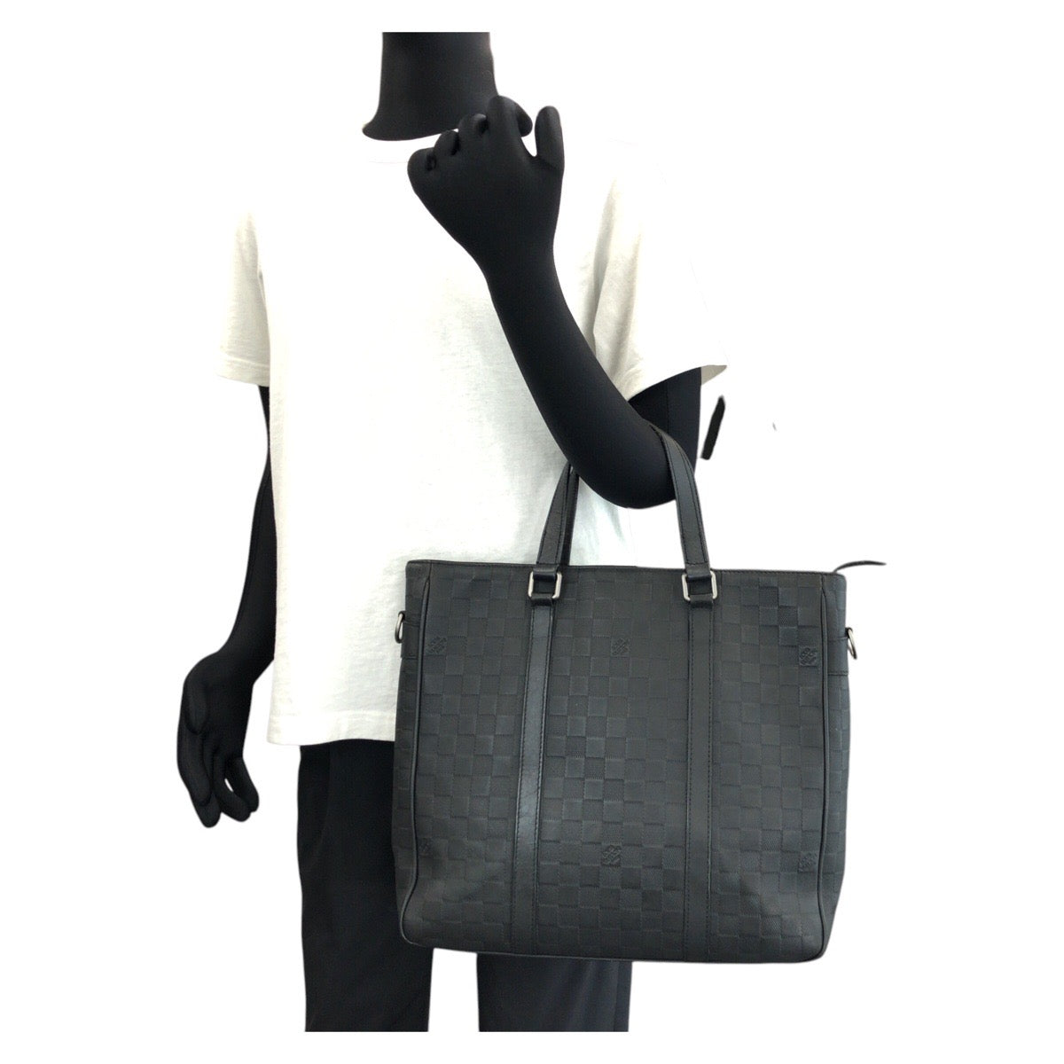 14689
LOUIS VUITTON ルイヴィトン ダミエ アンフィニ タダオ PM ブラック 黒 ガンメタ金具 レザー N41467 ビジネスバッグ トートバッグ  メンズ