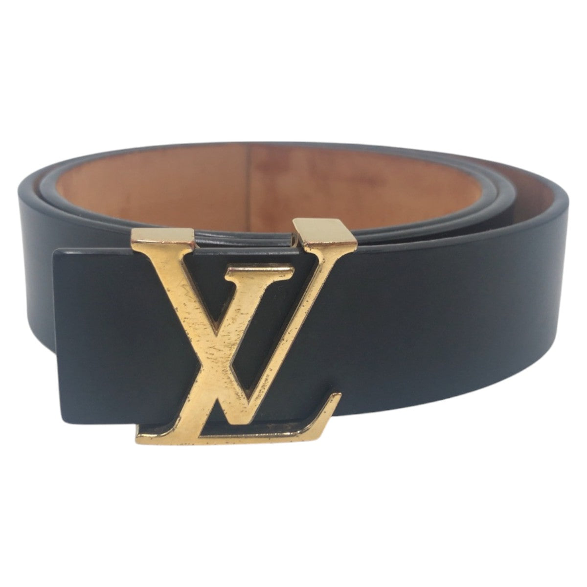 14690
LOUIS VUITTON ルイヴィトン サンチュール LVイニシアル ブラック 黒 ゴールド レザー / メタル LB1004 ベルト  メンズ