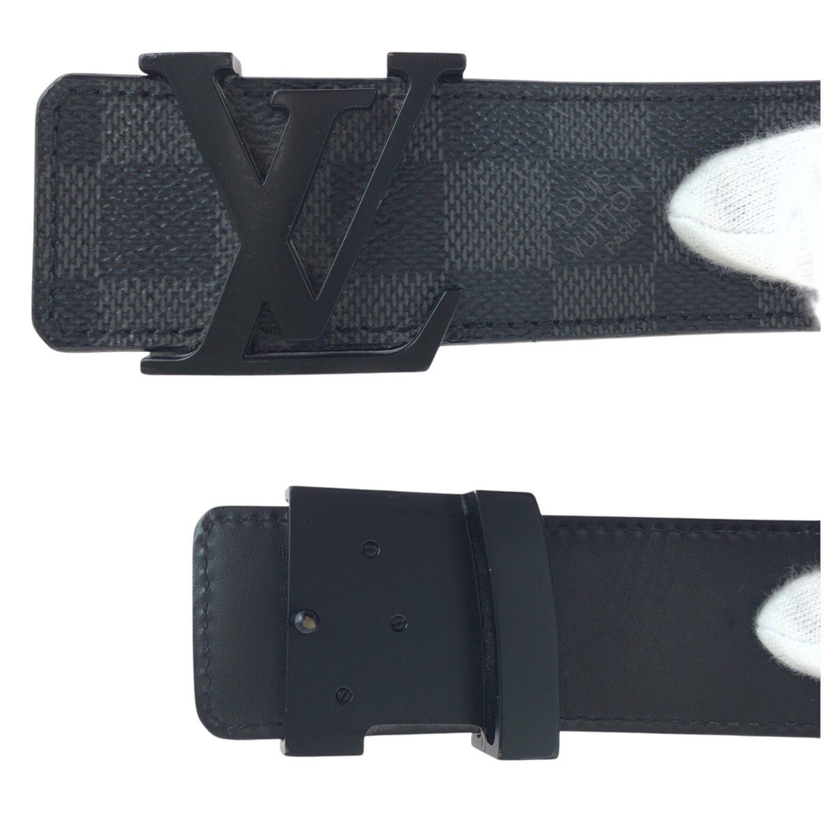 14691
LOUIS VUITTON ルイヴィトン ダミエ グラフィット サンチュール LVロゴ 95cm/38インチ ブラック 黒  PVC M9808 ベルト  メンズ