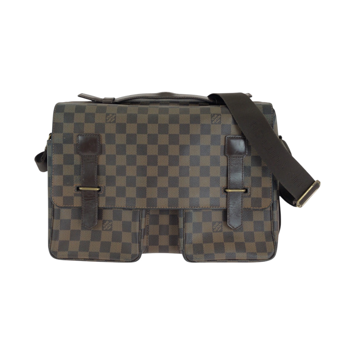 14692
LOUIS VUITTON ルイヴィトン ダミエ エベヌ ブロードウェイ ブラウン ゴールド金具 PVC N42270 ショルダーバッグ  メンズ