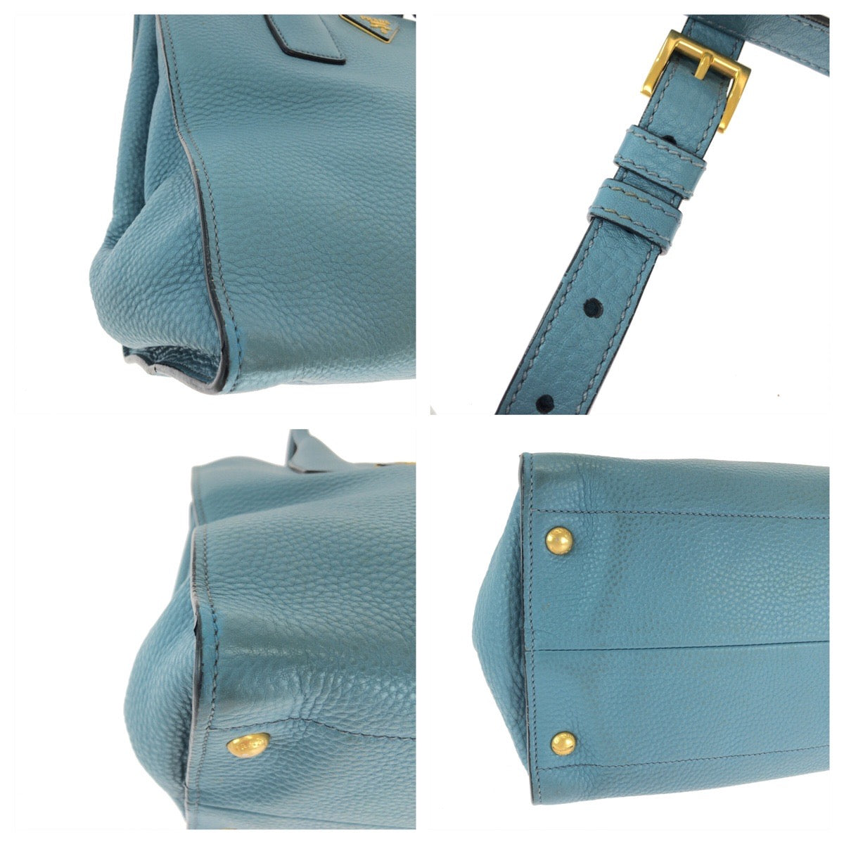 14695
PRADA プラダ ヴィッテロダイノ ブルー ゴールド金具 レザー BN2693 ショルダーバッグ ハンドバッグ 2way  レディース
