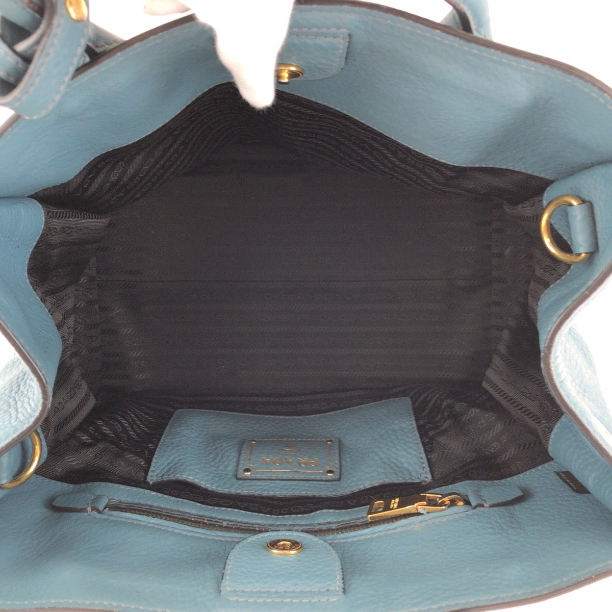14695
PRADA プラダ ヴィッテロダイノ ブルー ゴールド金具 レザー BN2693 ショルダーバッグ ハンドバッグ 2way  レディース