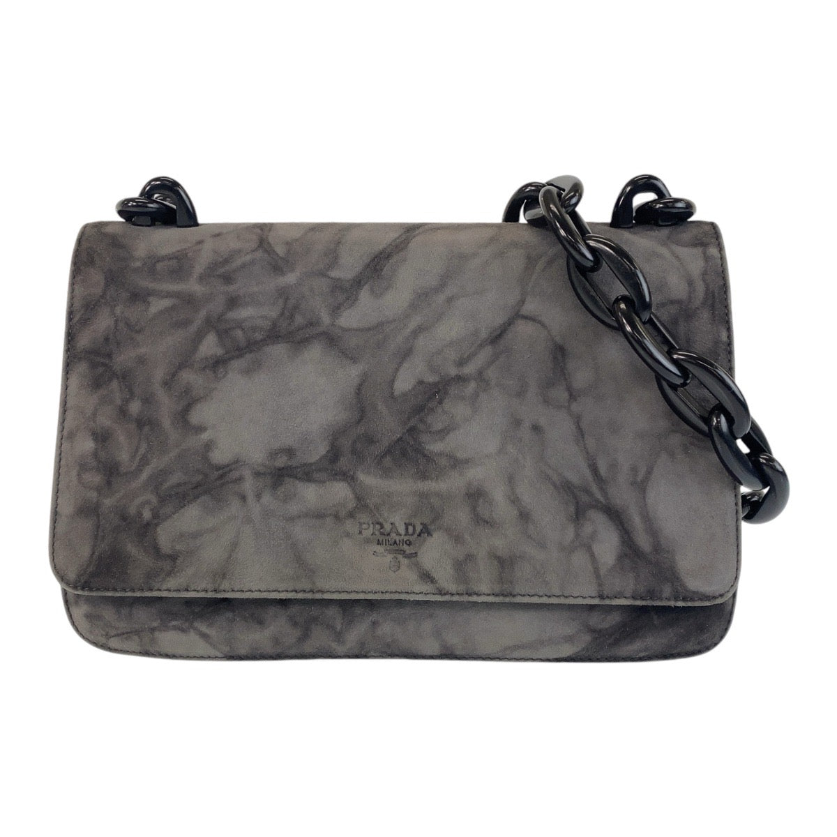 14697
PRADA プラダ プラチェーン グレー スウェード / プラスチック 斜め掛け ショルダーバッグ メッセンジャーバッグ  レディース ABP27