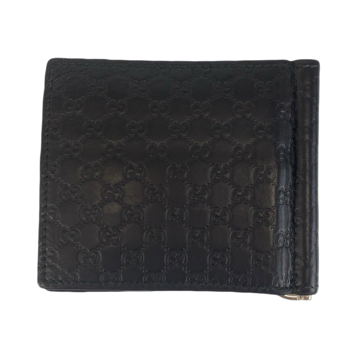 18014
GUCCI グッチ マイクログッチシマ ブラック 黒 シルバー金具 レザー 544478 カードケース マネークリップ  メンズ ABP33
