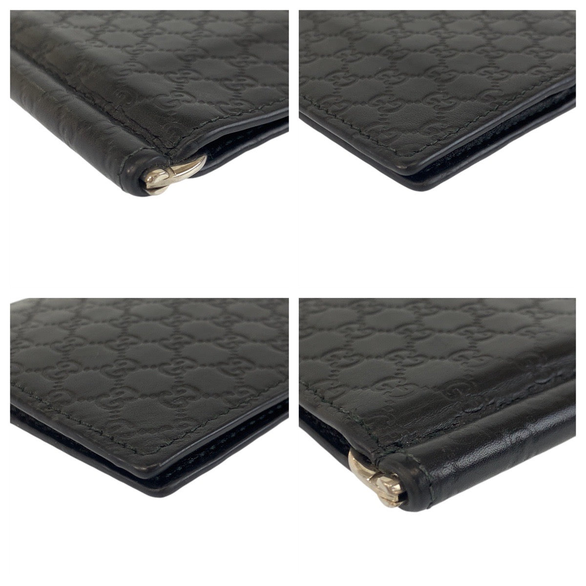 18014
GUCCI グッチ マイクログッチシマ ブラック 黒 シルバー金具 レザー 544478 カードケース マネークリップ  メンズ ABP33